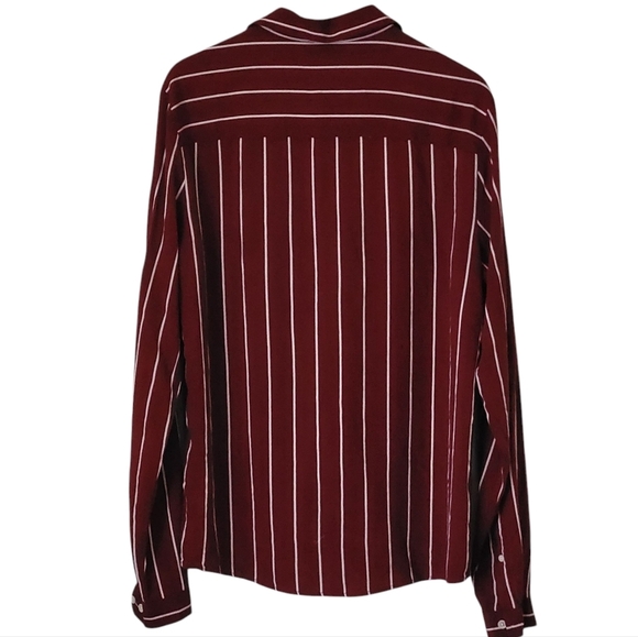ASOS DESIGN Boxy Striped Shirt in Burgundy Red L - Picture 4 of 10